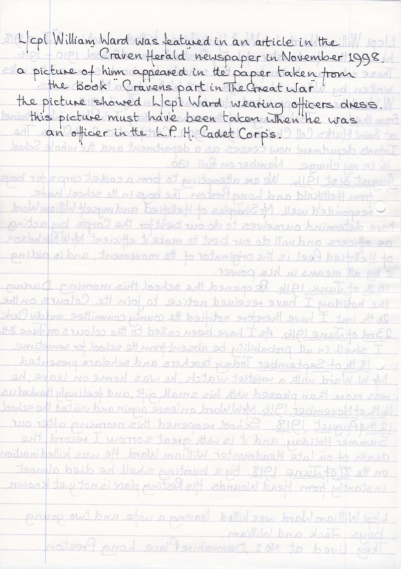 Log Book 1914-18_rev.JPG - Extracts from Long Preston Endowed School Log Book 1914-18 ( Reverse side )